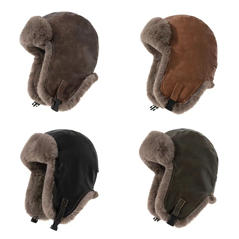 Trapper Hat Ear Flap - 1pcs Men's Winter Retro leather hat