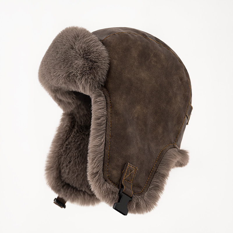 1pcs Men's Winter Retro leathe - огляд і ціна Trapper Hat Ear Flap