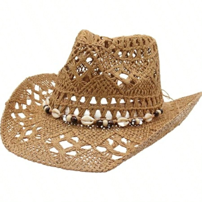 1pc Boho Shell Hollow Out Stra - огляд і ціна Cowboy Hat Straw