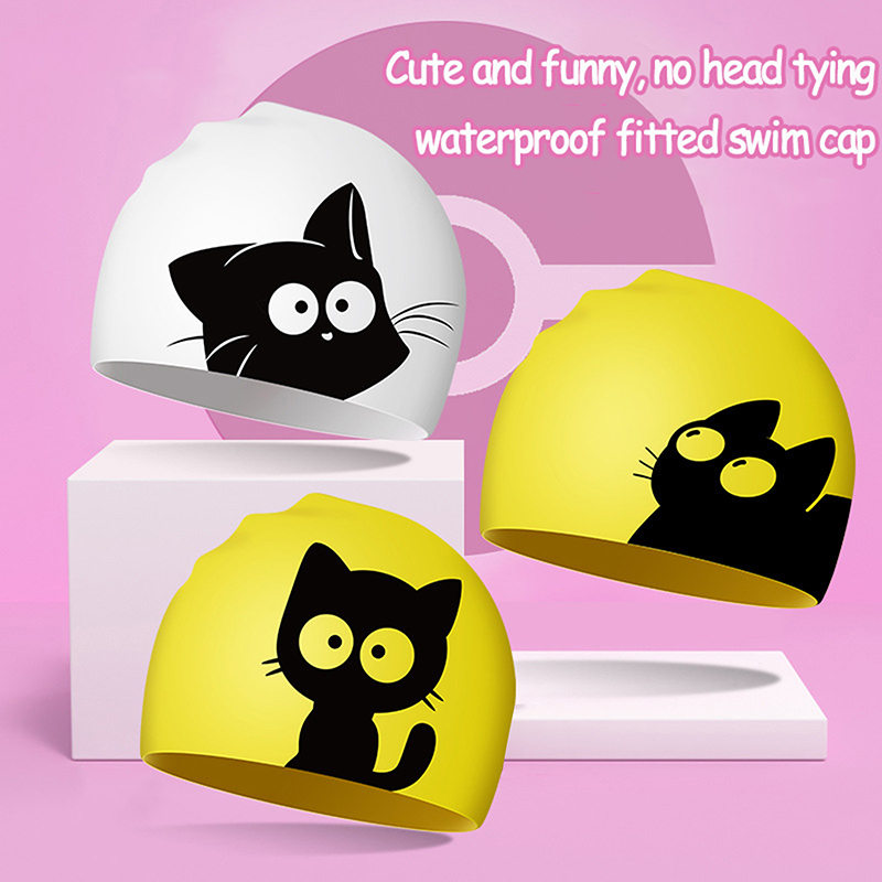 Cute Cat Swimming Cap For Long - огляд і ціна Swim Hat Silicone