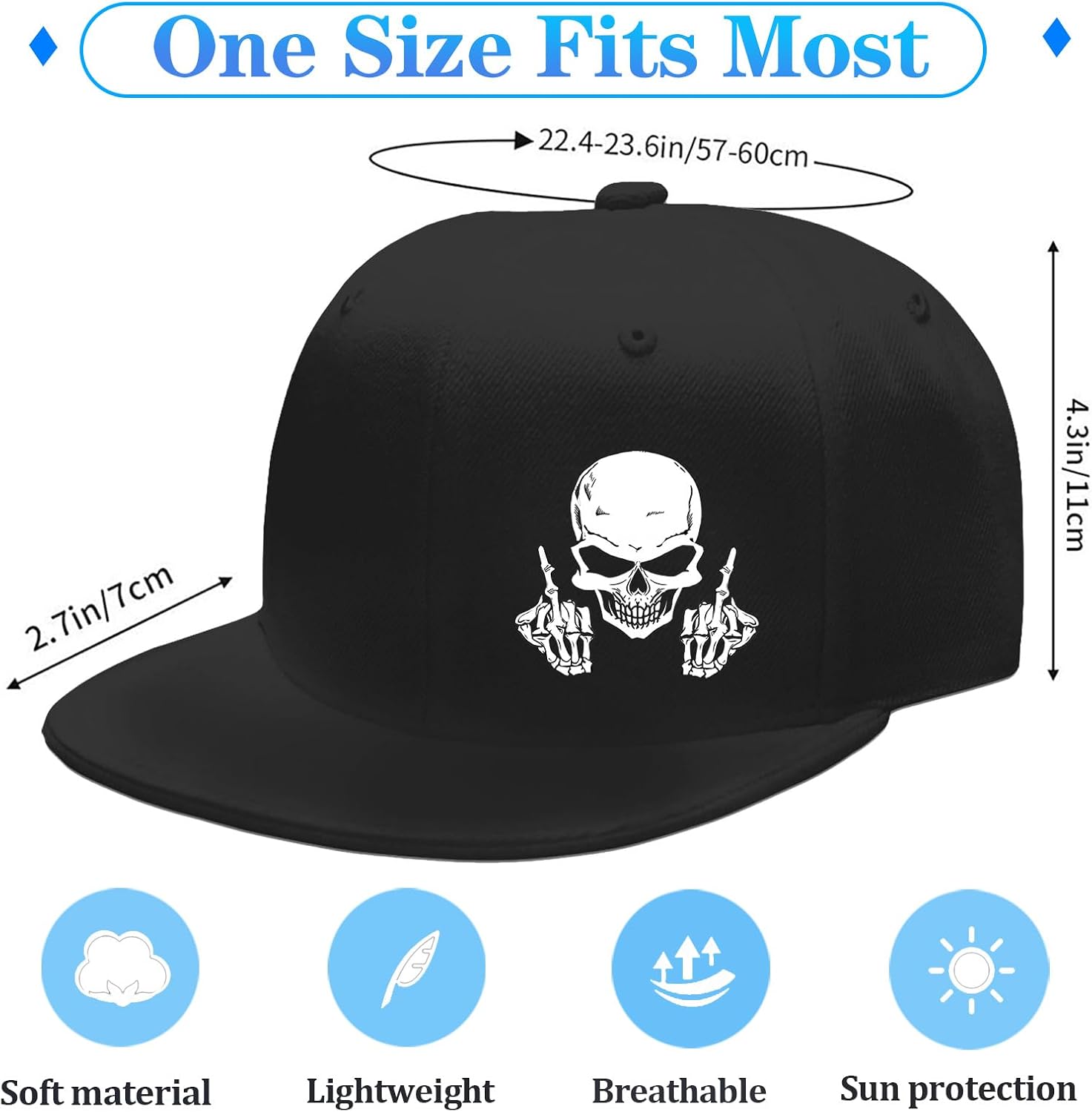 Skull Middle Finger Snapback H - огляд і ціна Snapback Hat Flat
