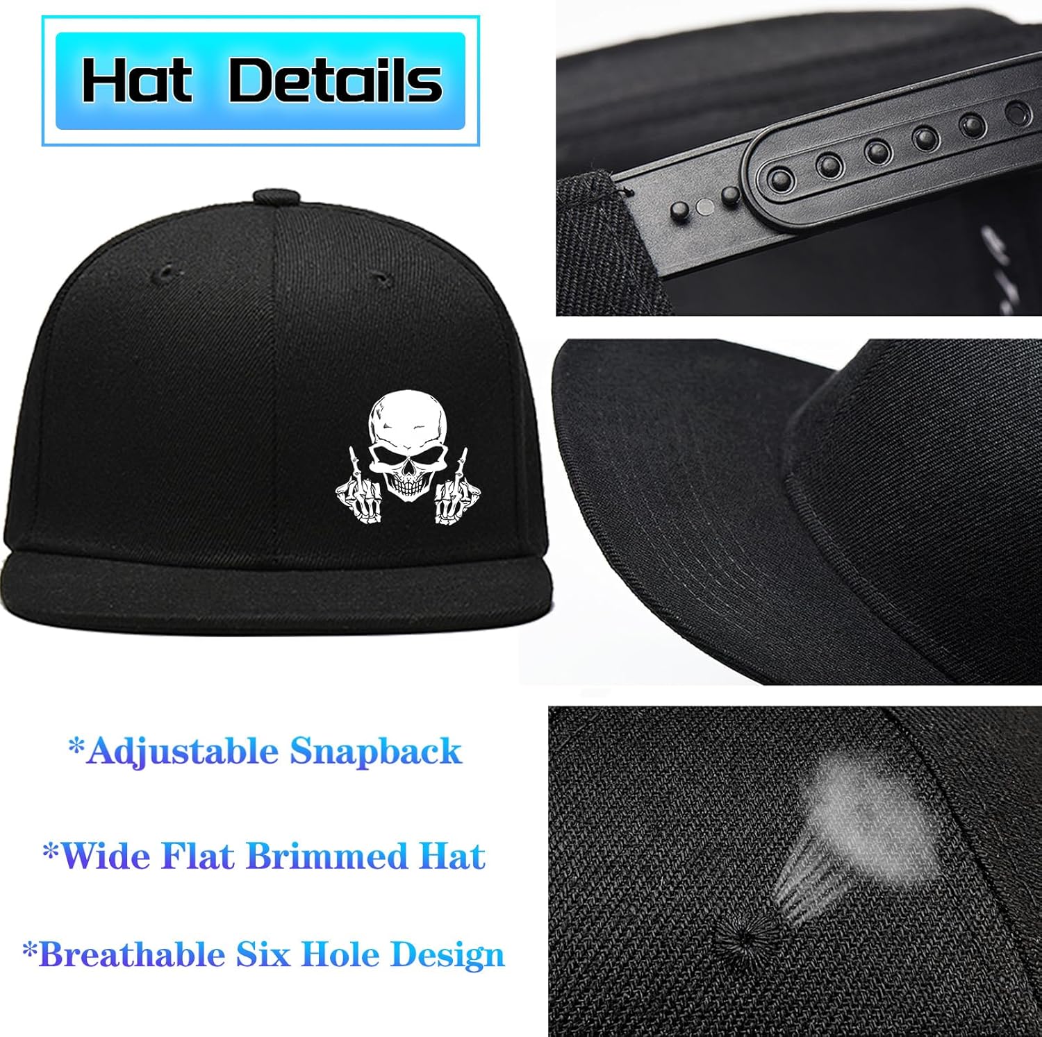 Skull Middle Finger Snapback H - огляд і ціна Snapback Hat Flat